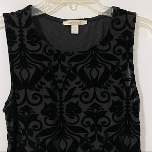 Black Semi-Sheer Blouse Sleeveless Velvet and Mesh - Size Medium NWOT